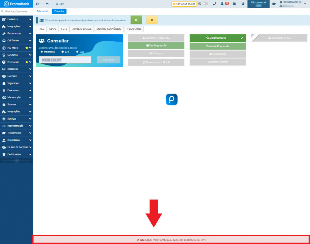 Como consultar o cliente correto quando há ambiguidade no PromoBank